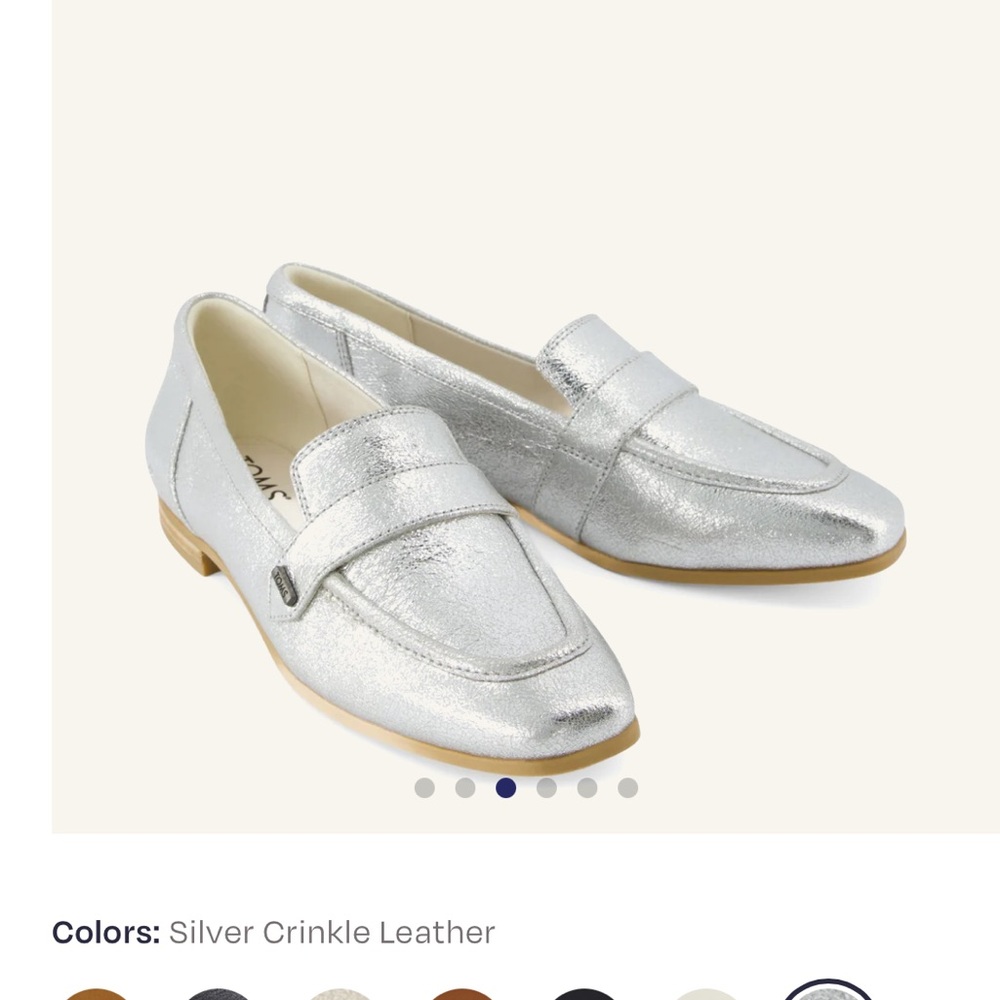 Toms Metallic Silver Loafers